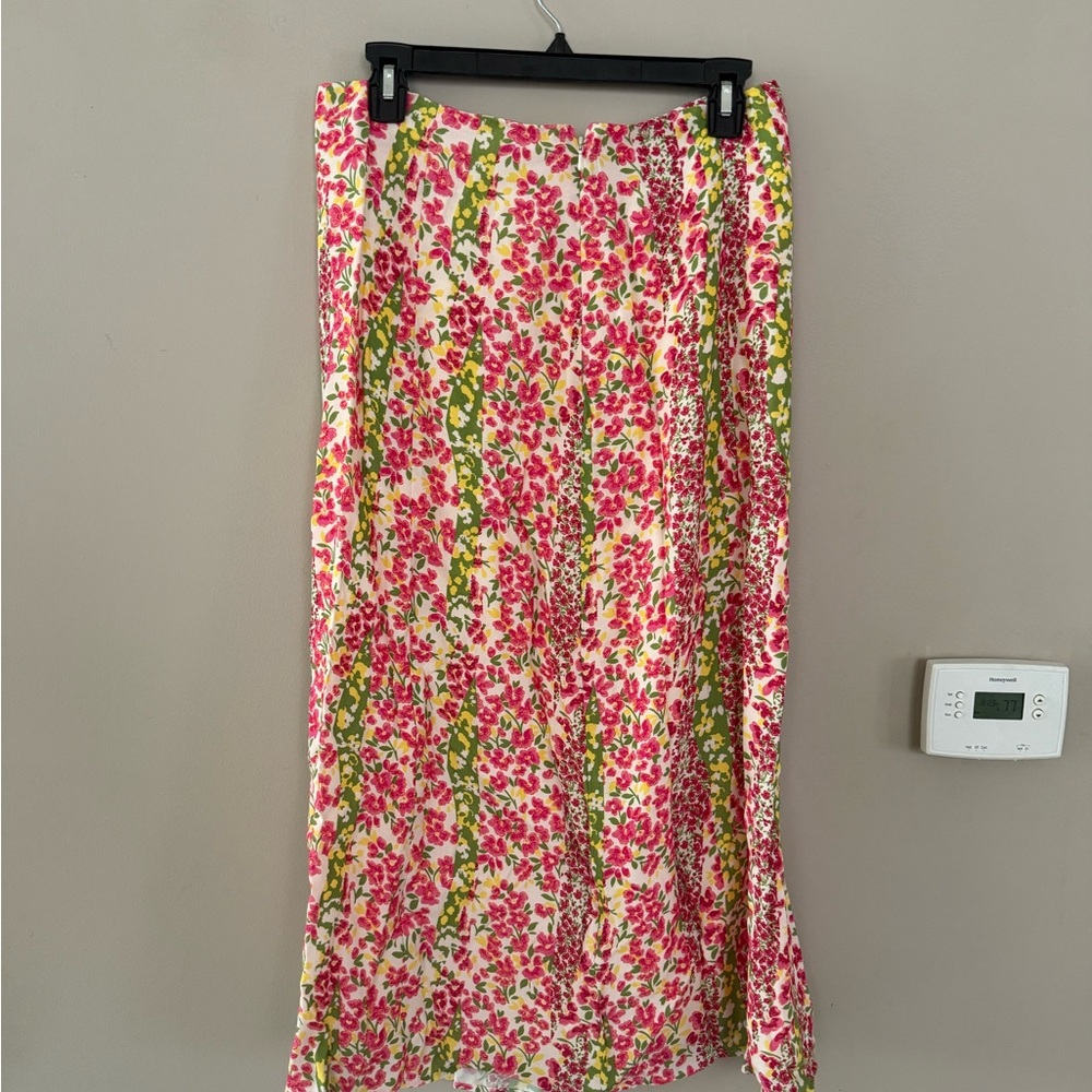 Anthropologies Floral Pink and Green Summer Skirt